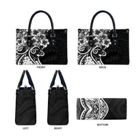 Polynesian Women's Day Leather Bag Black Hibiscus Flowers With Polynesian Pattern LT05 - Polynesian Pride