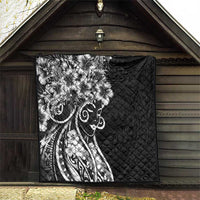 Polynesian Women's Day Quilt Black Hibiscus Flowers With Polynesian Pattern