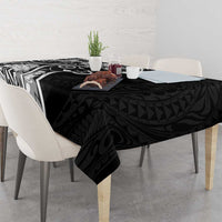 Polynesian Women's Day Tablecloth Black Hibiscus Flowers With Polynesian Pattern