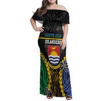 Personalised South Sea Islanders And Gilbert Islands Family Matching Off Shoulder Maxi Dress and Hawaiian Shirt Kanakas Polynesian Pattern LT05 Mom's Dress Black - Polynesian Pride