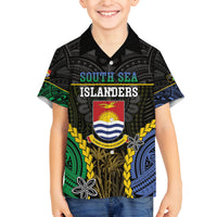 Personalised South Sea Islanders And Gilbert Islands Family Matching Off Shoulder Short Dress and Hawaiian Shirt Kanakas Polynesian Pattern LT05 Son's Shirt Black - Polynesian Pride