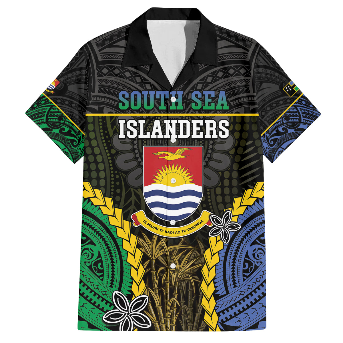 Personalised South Sea Islanders And Gilbert Islands Family Matching Puletasi and Hawaiian Shirt Kanakas Polynesian Pattern LT05 Dad's Shirt - Short Sleeve Black - Polynesian Pride