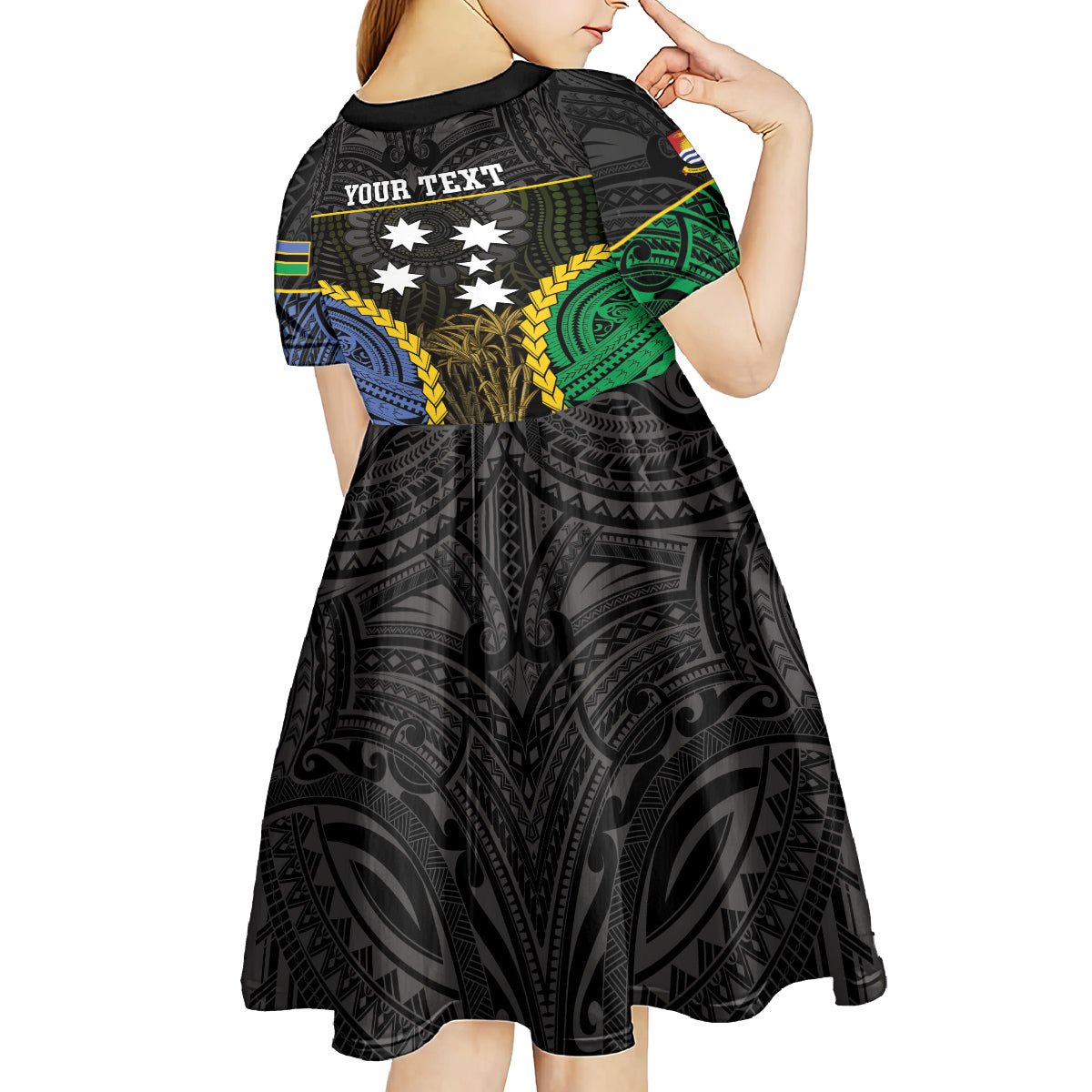 Personalised South Sea Islanders And Gilbert Islands Kid Short Sleeve Dress Kanakas Polynesian Pattern LT05 - Polynesian Pride