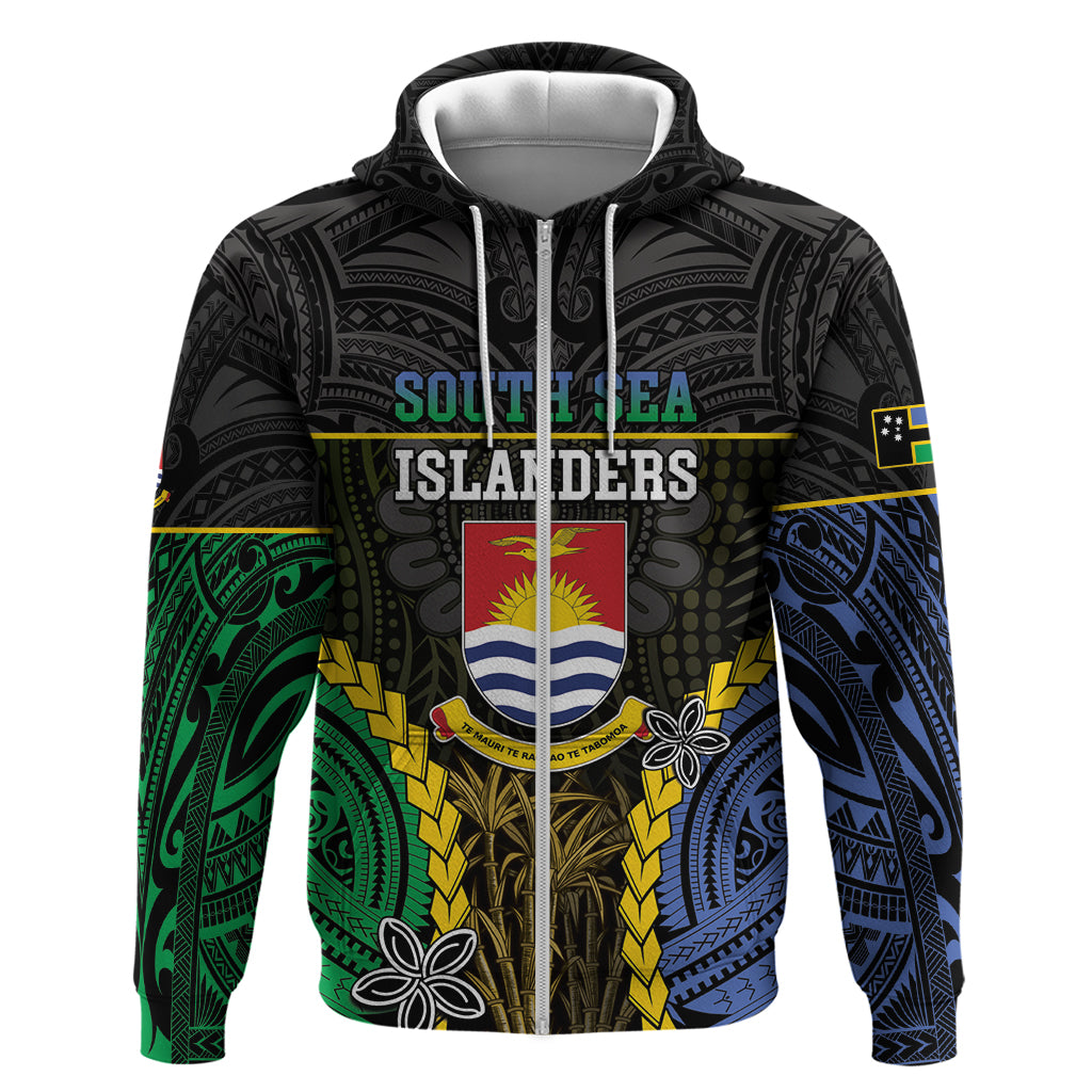 Personalised South Sea Islanders And Gilbert Islands Zip Hoodie Kanakas Polynesian Pattern