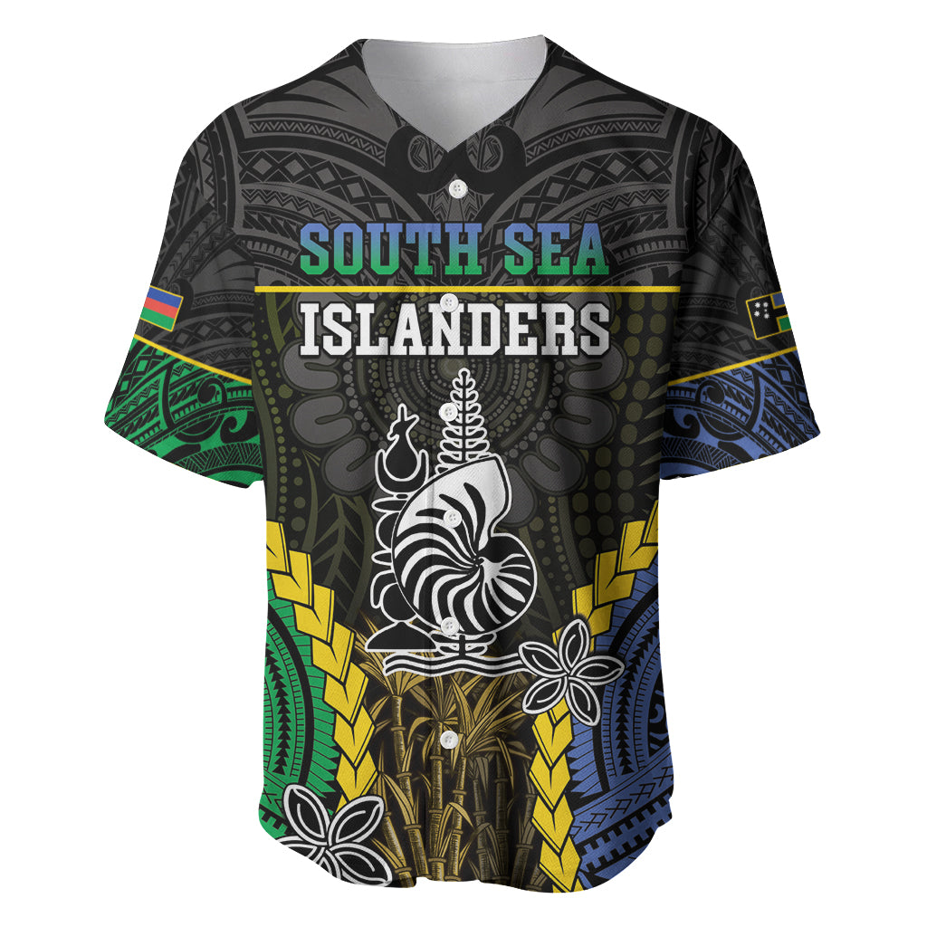 Personalised South Sea Islanders And New Caledonia Baseball Jersey Kanakas Polynesian Pattern LT05 Black - Polynesian Pride