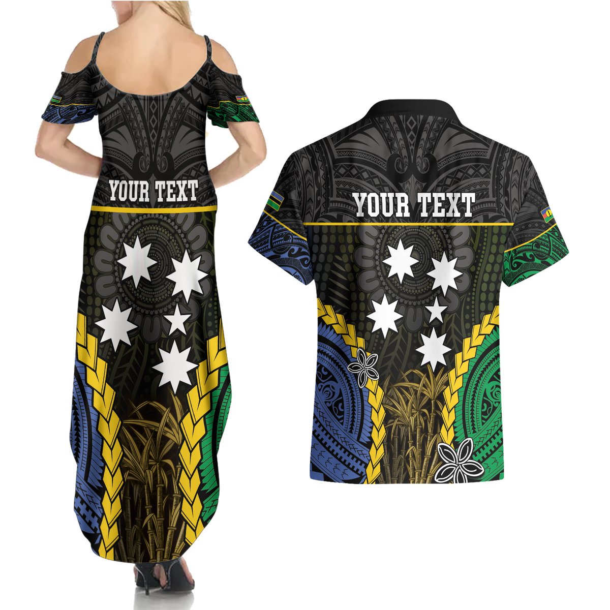 Personalised South Sea Islanders And New Caledonia Couples Matching Summer Maxi Dress and Hawaiian Shirt Kanakas Polynesian Pattern LT05 - Polynesian Pride