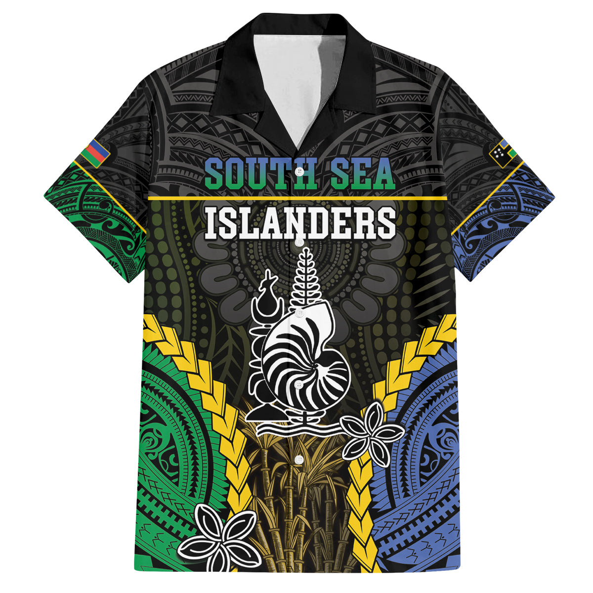 Personalised South Sea Islanders And New Caledonia Family Matching Long Sleeve Bodycon Dress and Hawaiian Shirt Kanakas Polynesian Pattern LT05 Dad's Shirt - Short Sleeve Black - Polynesian Pride