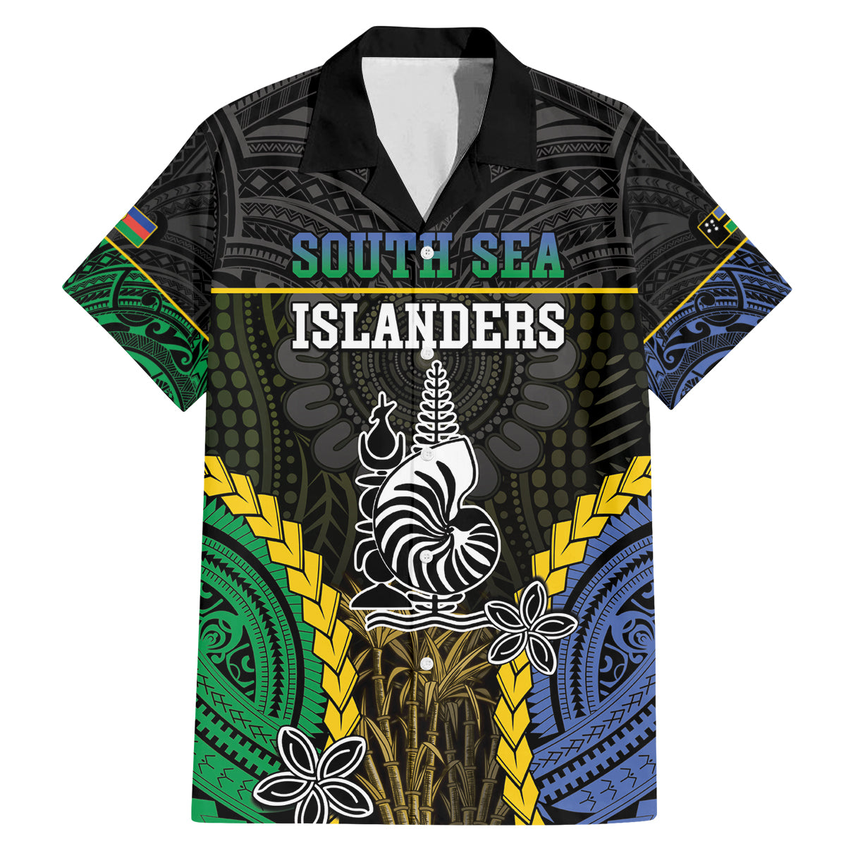Personalised South Sea Islanders And New Caledonia Family Matching Mermaid Dress and Hawaiian Shirt Kanakas Polynesian Pattern LT05 Dad's Shirt - Short Sleeve Black - Polynesian Pride