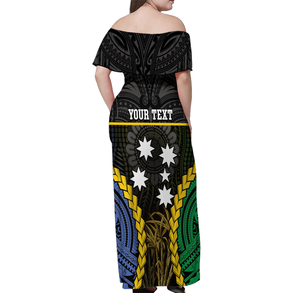 Personalised South Sea Islanders And New Caledonia Family Matching Off Shoulder Maxi Dress and Hawaiian Shirt Kanakas Polynesian Pattern