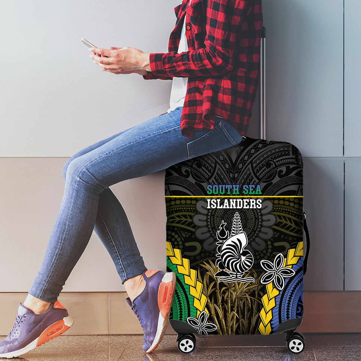 South Sea Islanders And New Caledonia Luggage Cover Kanakas Polynesian Pattern