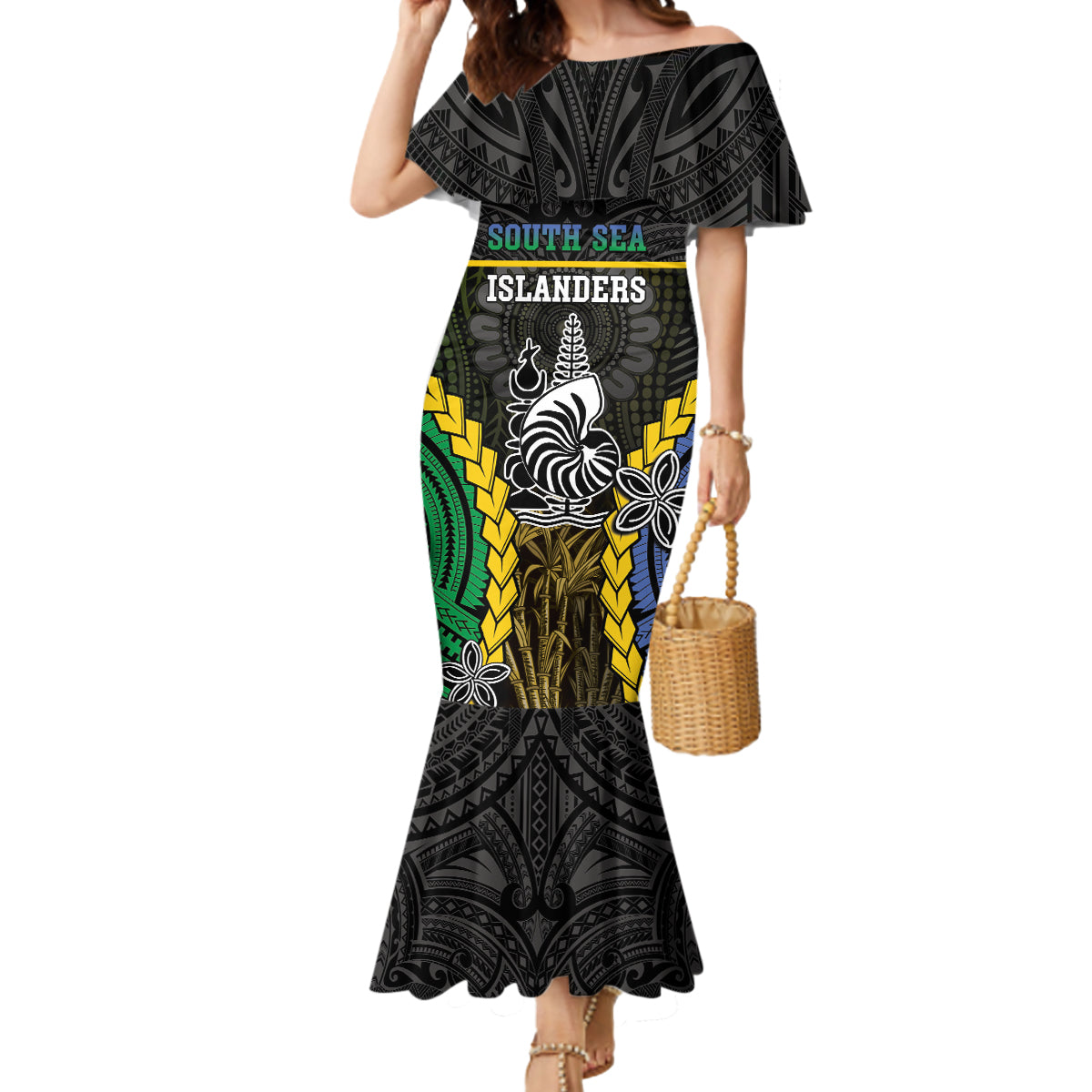 Personalised South Sea Islanders And New Caledonia Mermaid Dress Kanakas Polynesian Pattern