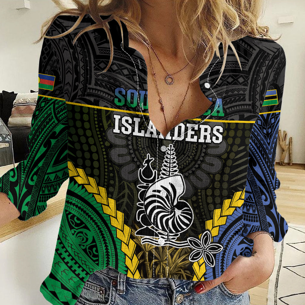 Personalised South Sea Islanders And New Caledonia Women Casual Shirt Kanakas Polynesian Pattern LT05 Female Black - Polynesian Pride