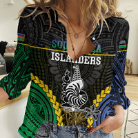 Personalised South Sea Islanders And New Caledonia Women Casual Shirt Kanakas Polynesian Pattern LT05 Female Black - Polynesian Pride