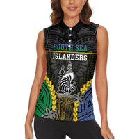 Personalised South Sea Islanders And New Caledonia Women Sleeveless Polo Shirt Kanakas Polynesian Pattern LT05 - Polynesian Pride