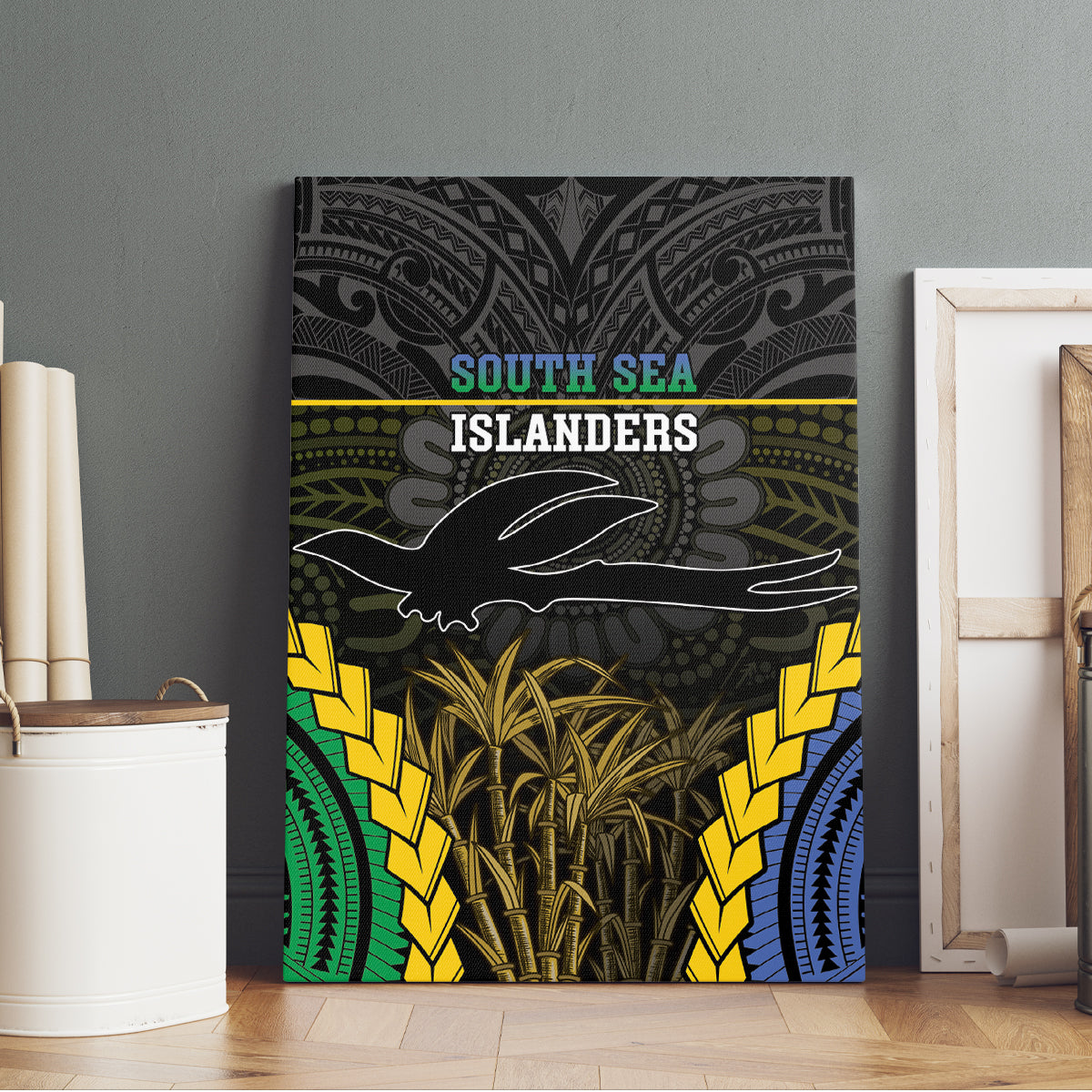 South Sea Islanders And New Ireland Canvas Wall Art Kanakas Polynesian Pattern