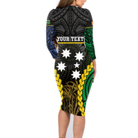 Personalised South Sea Islanders And New Ireland Family Matching Long Sleeve Bodycon Dress and Hawaiian Shirt Kanakas Polynesian Pattern LT05 - Polynesian Pride