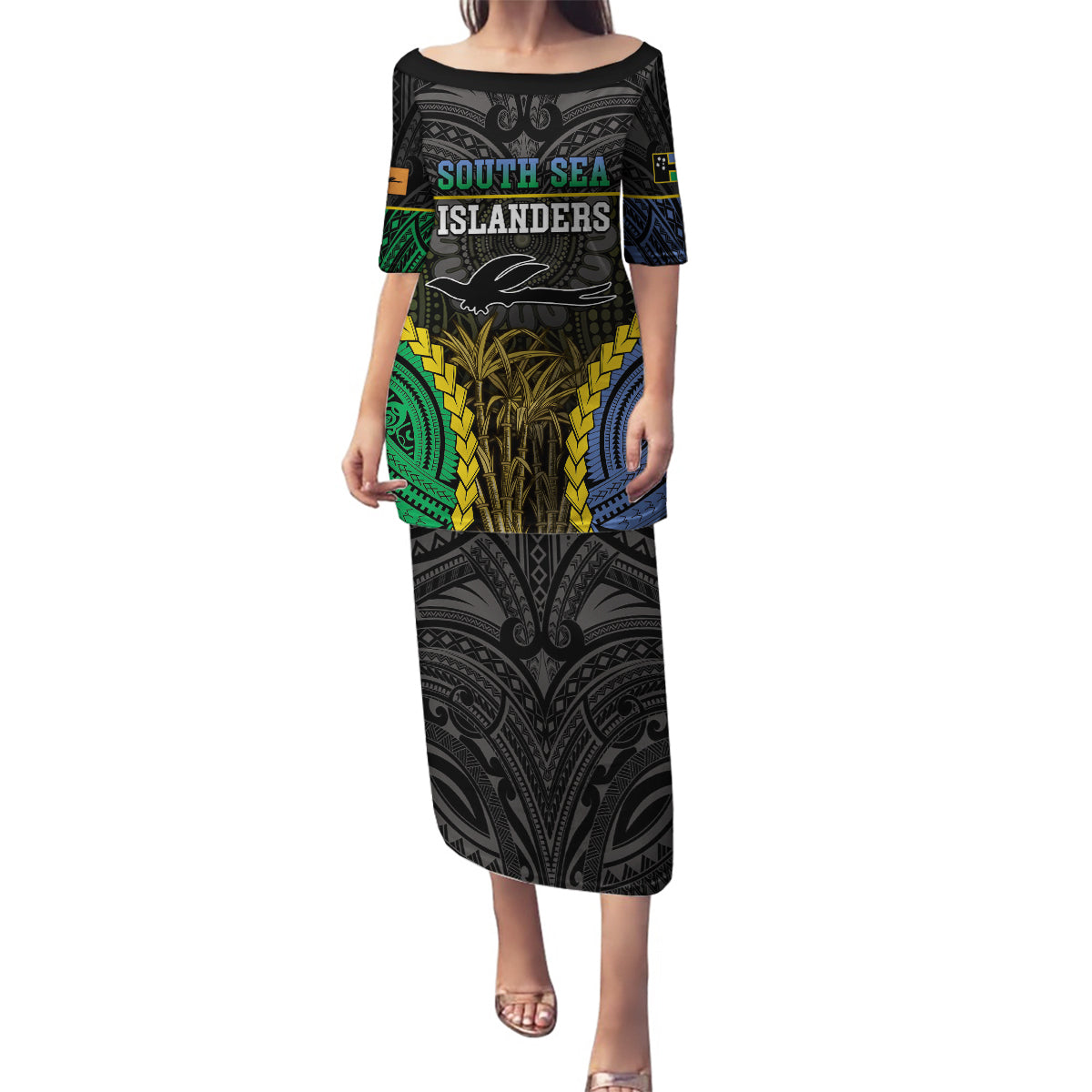 Personalised South Sea Islanders And New Ireland Family Matching Puletasi and Hawaiian Shirt Kanakas Polynesian Pattern