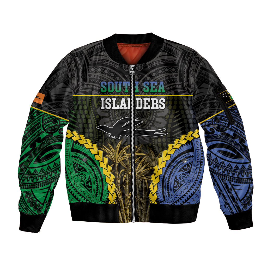 Personalised South Sea Islanders And New Ireland Sleeve Zip Bomber Jacket Kanakas Polynesian Pattern