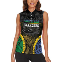 Personalised South Sea Islanders And New Ireland Women Sleeveless Polo Shirt Kanakas Polynesian Pattern LT05 - Polynesian Pride