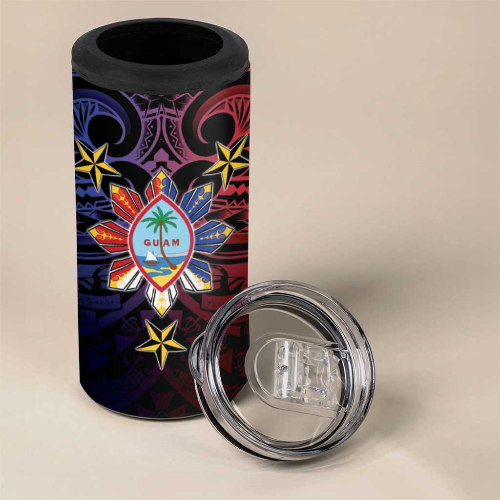Philippines Guam 4 in 1 Can Cooler Tumbler Filipino Sun With Guaman Seal LT05 - Polynesian Pride