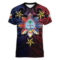 Philippines Guam Women V-Neck T-Shirt Filipino Sun With Guaman Seal