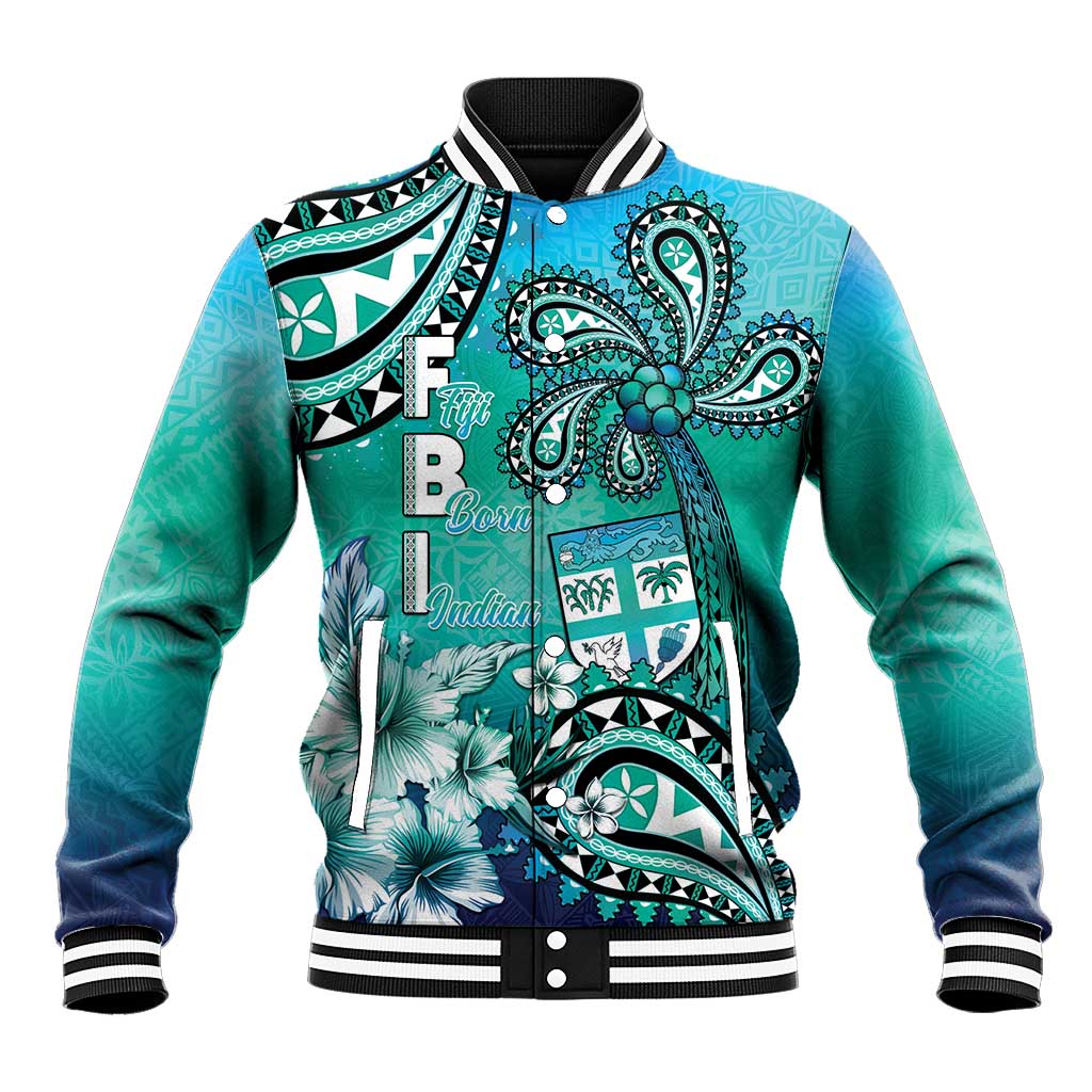 Fiji Born Indian Baseball Jacket Palm Paisley With Tapa Pattern