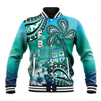 Fiji Born Indian Baseball Jacket Palm Paisley With Tapa Pattern