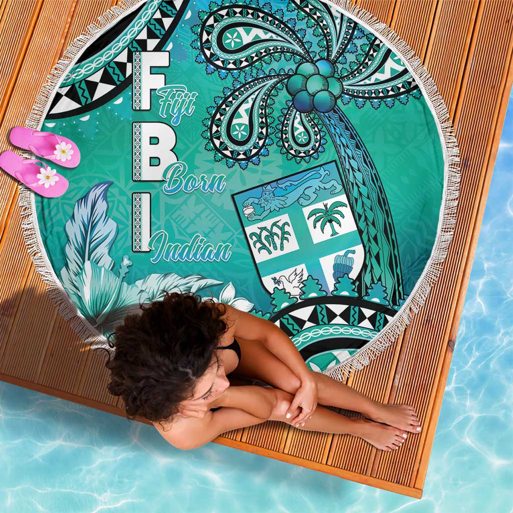 Fiji Born Indian Beach Blanket Palm Paisley With Tapa Pattern
