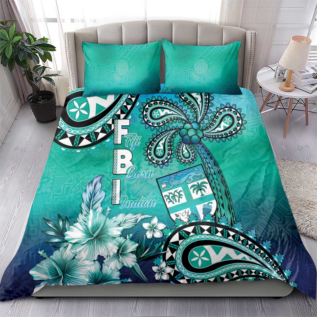 Fiji Born Indian Bedding Set Palm Paisley With Tapa Pattern