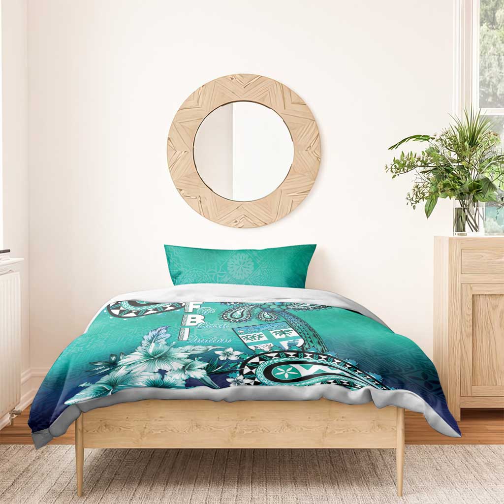 Fiji Born Indian Bedding Set Palm Paisley With Tapa Pattern