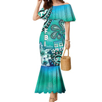 Fiji Born Indian Family Matching Mermaid Dress and Hawaiian Shirt Palm Paisley With Tapa Pattern