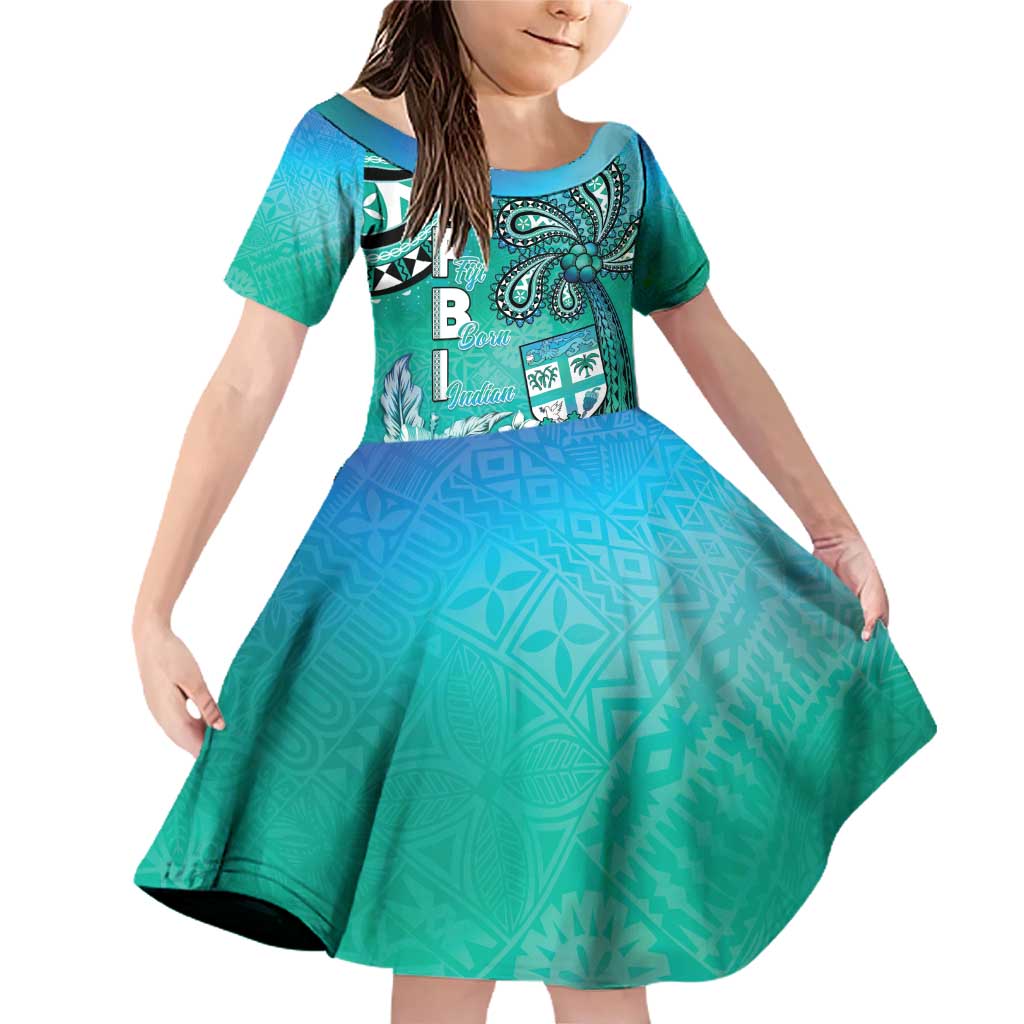 Fiji Born Indian Family Matching Off Shoulder Short Dress and Hawaiian Shirt Palm Paisley With Tapa Pattern