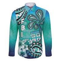 Fiji Born Indian Family Matching Off Shoulder Short Dress and Hawaiian Shirt Palm Paisley With Tapa Pattern