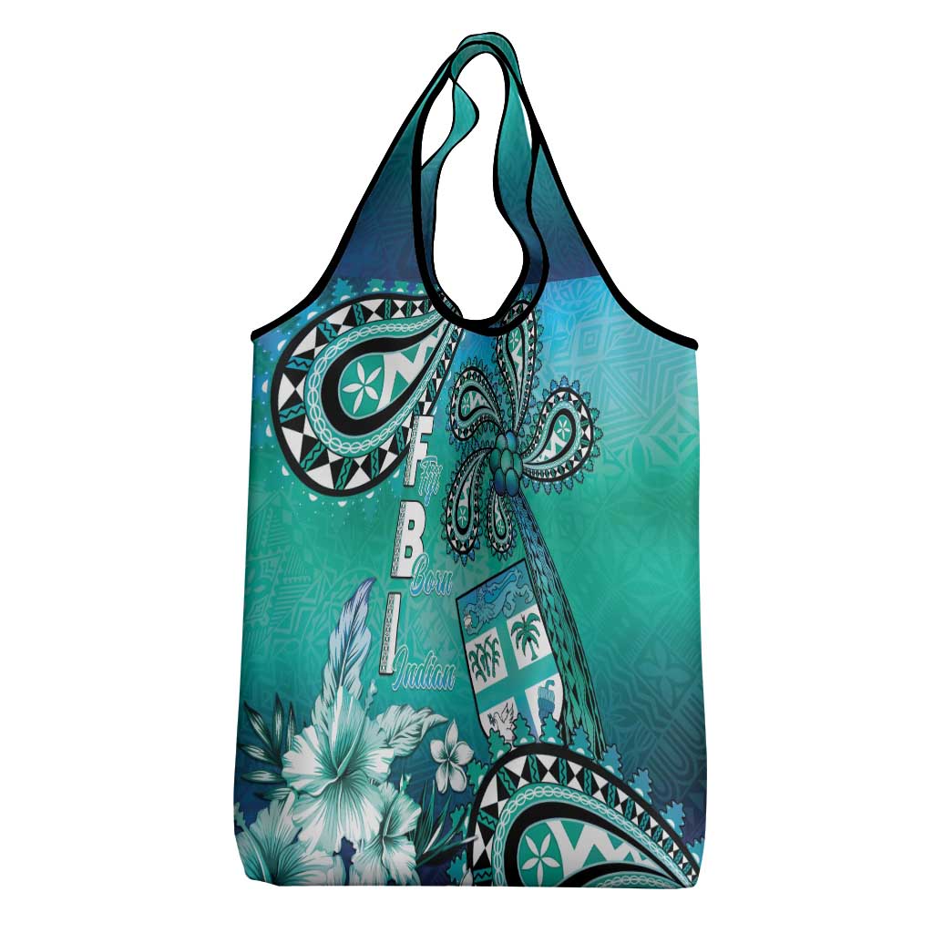 Fiji Born Indian Grocery Bag Palm Paisley With Tapa Pattern