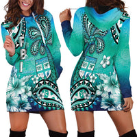 Fiji Born Indian Hoodie Dress Palm Paisley With Tapa Pattern