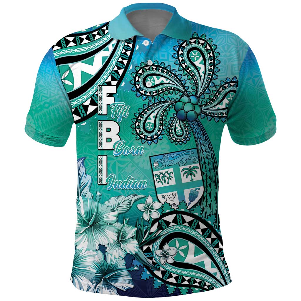 Fiji Born Indian Polo Shirt Palm Paisley With Tapa Pattern