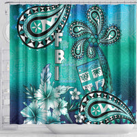 Fiji Born Indian Shower Curtain Palm Paisley With Tapa Pattern