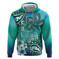Fiji Born Indian Zip Hoodie Palm Paisley With Tapa Pattern
