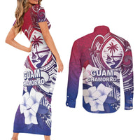 Guam Gadao Couples Matching Short Sleeve Bodycon Dress and Long Sleeve Button Shirt Hafa Adai Micronesian Tribal Pattern