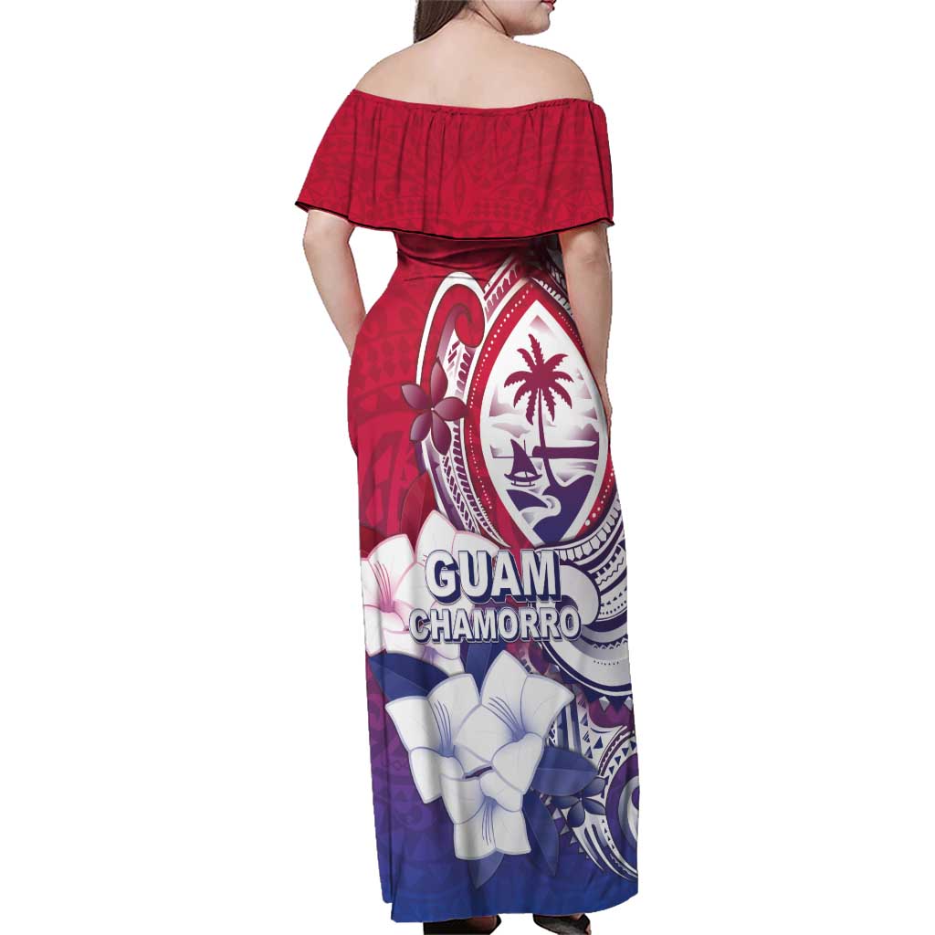 Guam Gadao Family Matching Off Shoulder Maxi Dress and Hawaiian Shirt Hafa Adai Micronesian Tribal Pattern