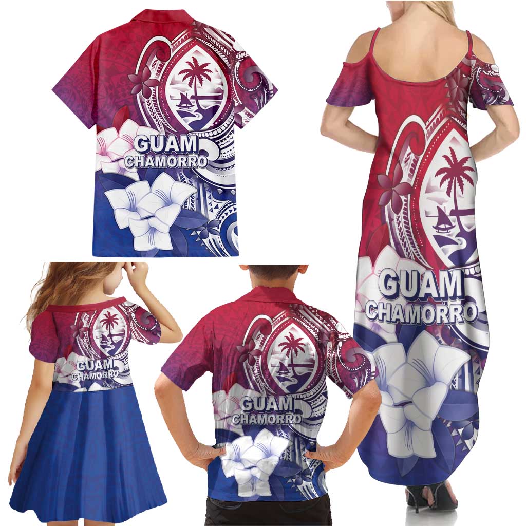 Guam Gadao Family Matching Summer Maxi Dress and Hawaiian Shirt Hafa Adai Micronesian Tribal Pattern