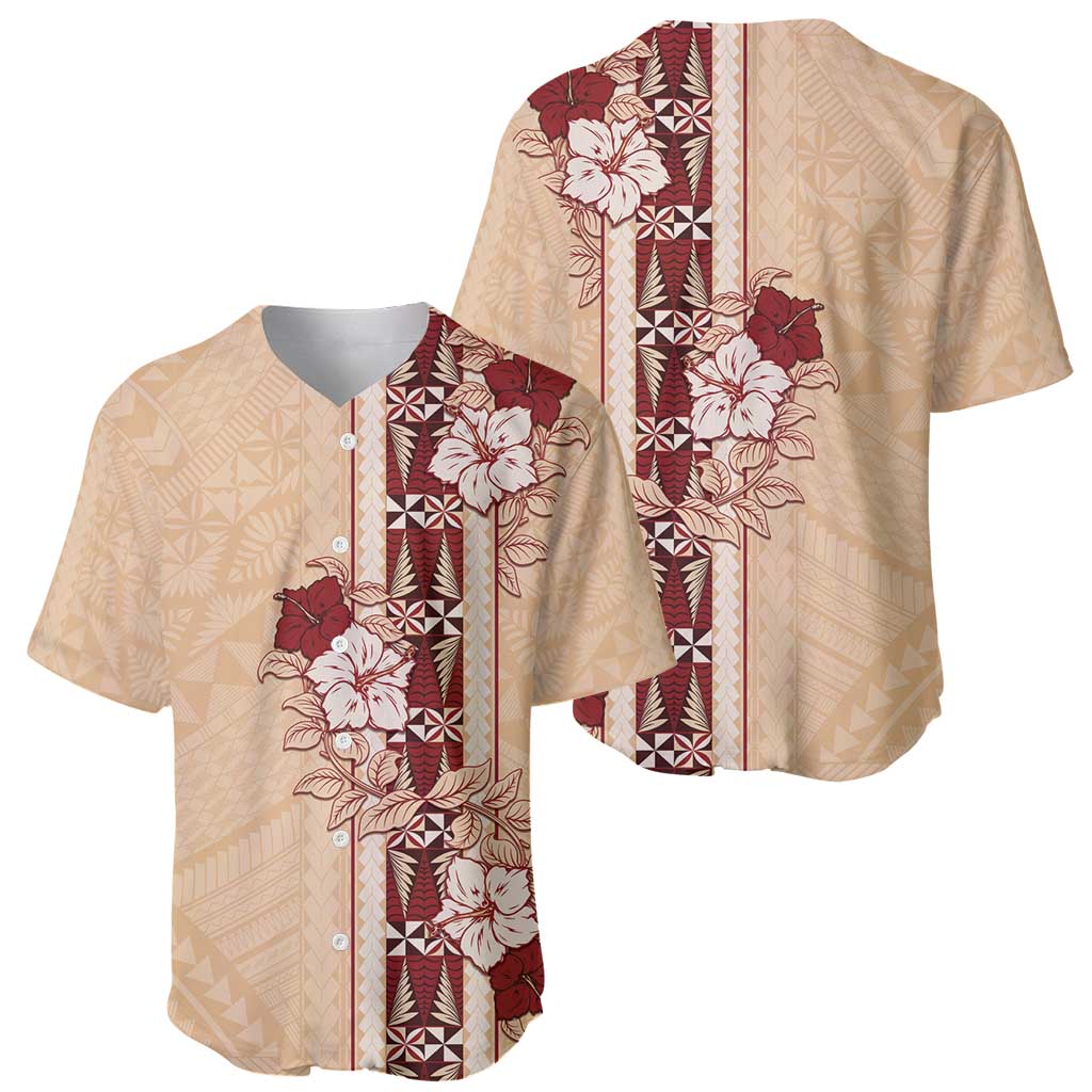 Tonga Language Week Baseball Jersey Hibiscus Tongan Ngatu Pattern