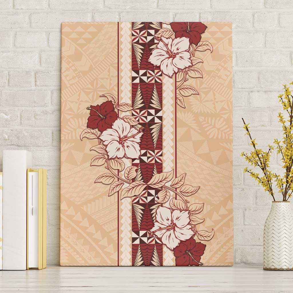 Tonga Language Week Canvas Wall Art Hibiscus Tongan Ngatu Pattern