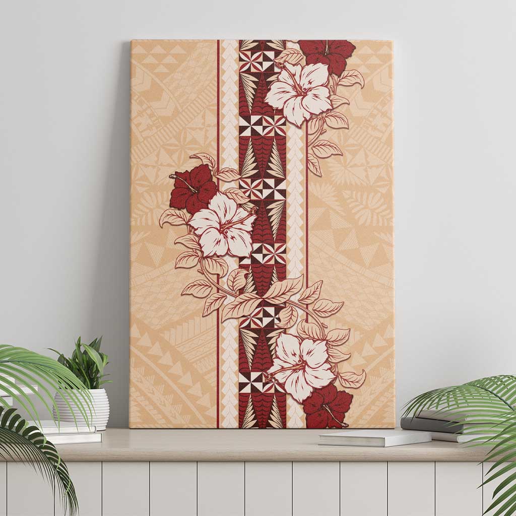 Tonga Language Week Canvas Wall Art Hibiscus Tongan Ngatu Pattern