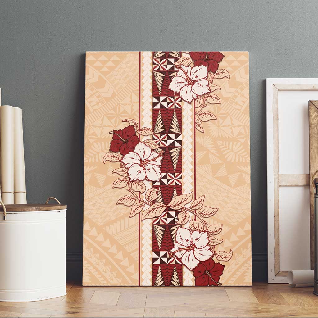 Tonga Language Week Canvas Wall Art Hibiscus Tongan Ngatu Pattern