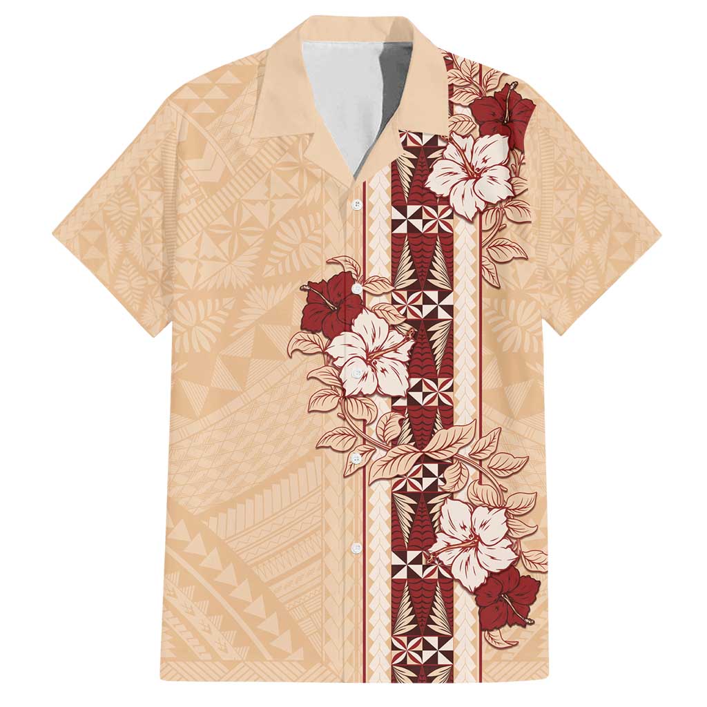 Tonga Language Week Family Matching Long Sleeve Bodycon Dress and Hawaiian Shirt Hibiscus Tongan Ngatu Pattern