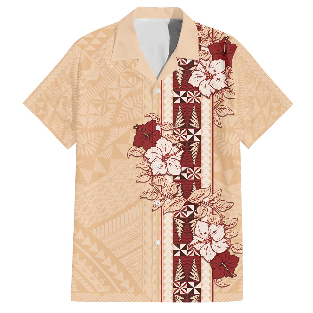 Tonga Language Week Family Matching Off Shoulder Short Dress and Hawaiian Shirt Hibiscus Tongan Ngatu Pattern