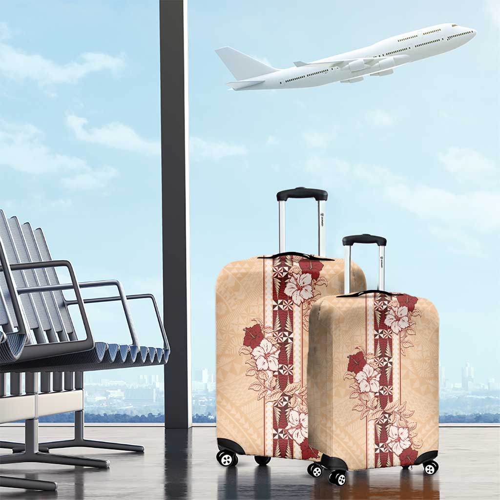 Tonga Language Week Luggage Cover Hibiscus Tongan Ngatu Pattern
