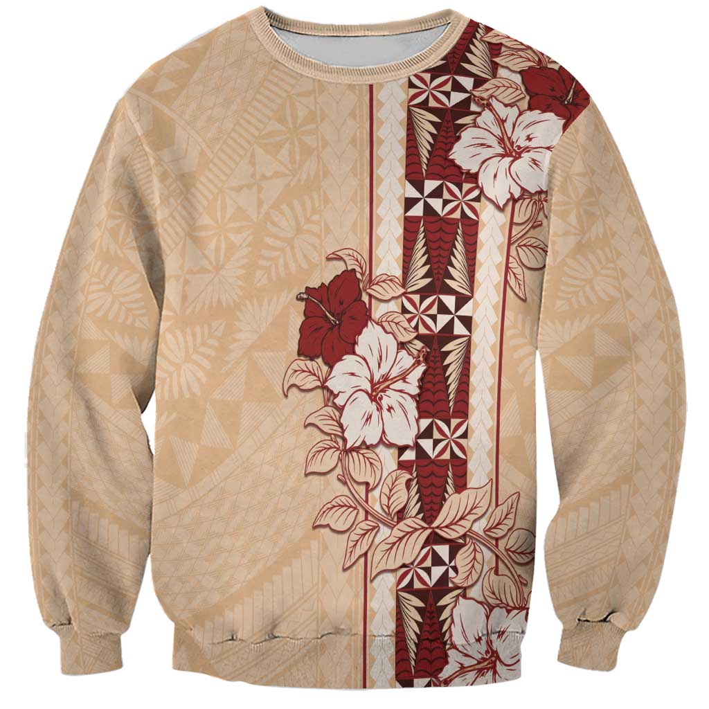 Tonga Language Week Sweatshirt Hibiscus Tongan Ngatu Pattern