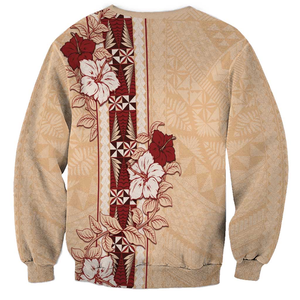 Tonga Language Week Sweatshirt Hibiscus Tongan Ngatu Pattern